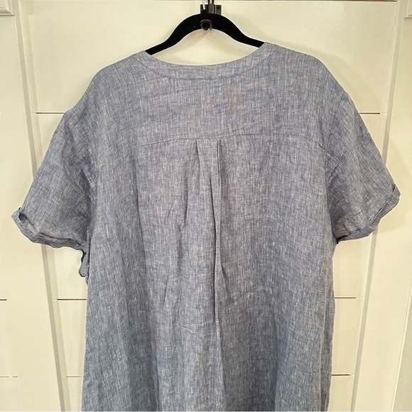 J JILL Love Linen 4X Sheath woman blue button short sleeve midi dress lagenlook - Picture 11 of 12